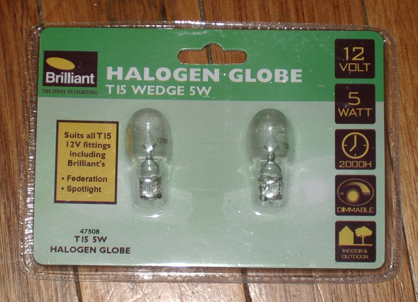2-Pack 5W 12V Halogen Wedge Globe with T15 Base - Part # 475088