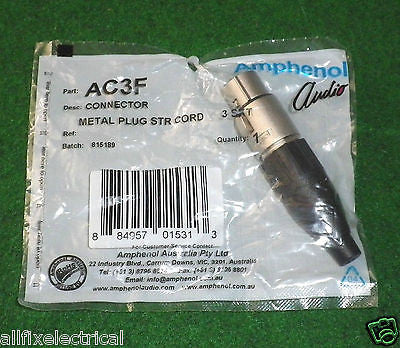 Amphenol Professional 3-Pin Female XLR Audio Connector - Part Number AC3F