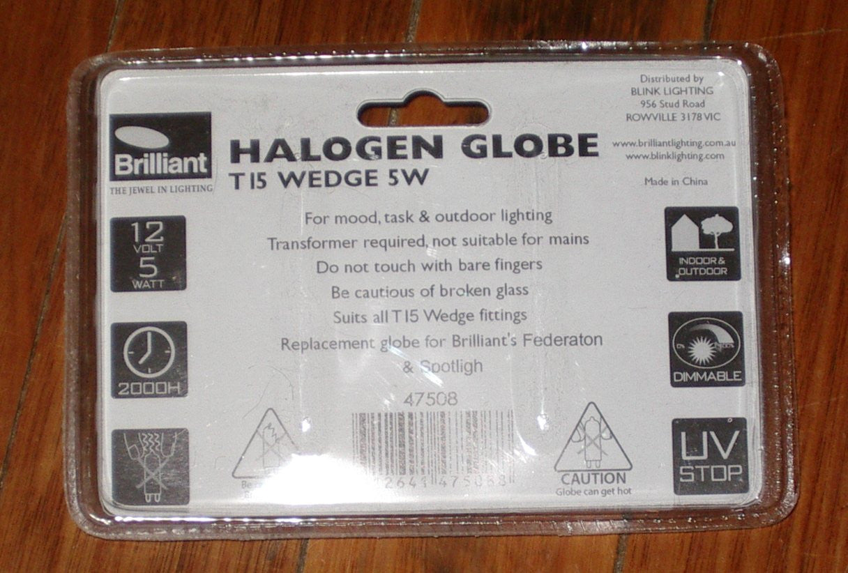 2-Pack 5W 12V Halogen Wedge Globe with T15 Base - Part # 475088