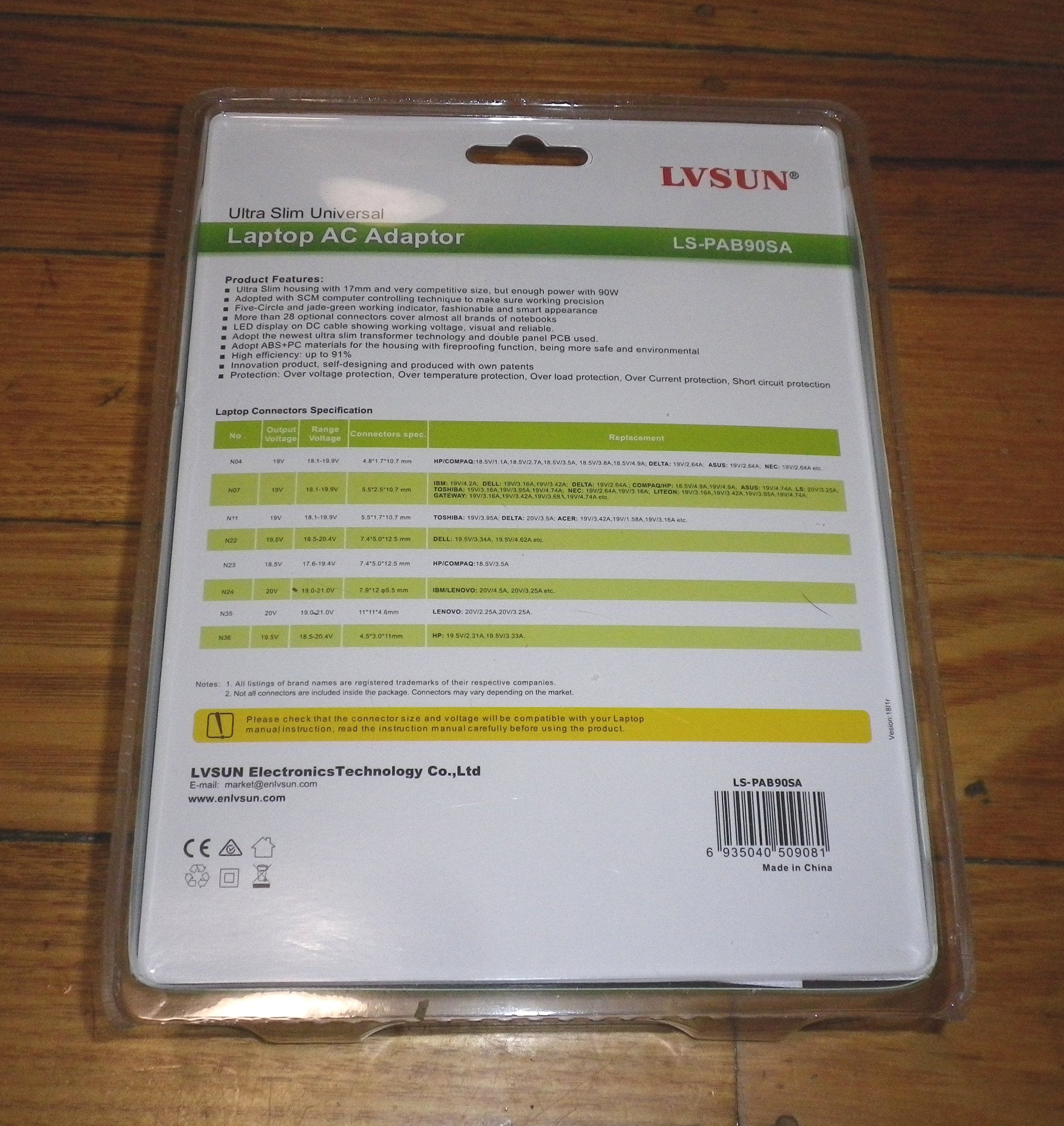 Universal 12 - 24V 90W Switch - mode Laptop AC Adapter (Part # LS - PAB90SA)