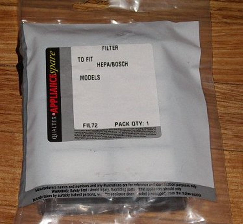 High - Quality Bosch and Siemens Compatible Hepa Cartridge Filter - Part Number FIL72