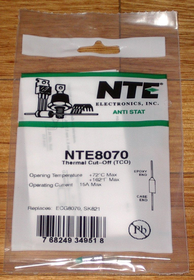 15 Amp 72 Degree Celsius Microtemp Thermal Fuse - Part NTE8070