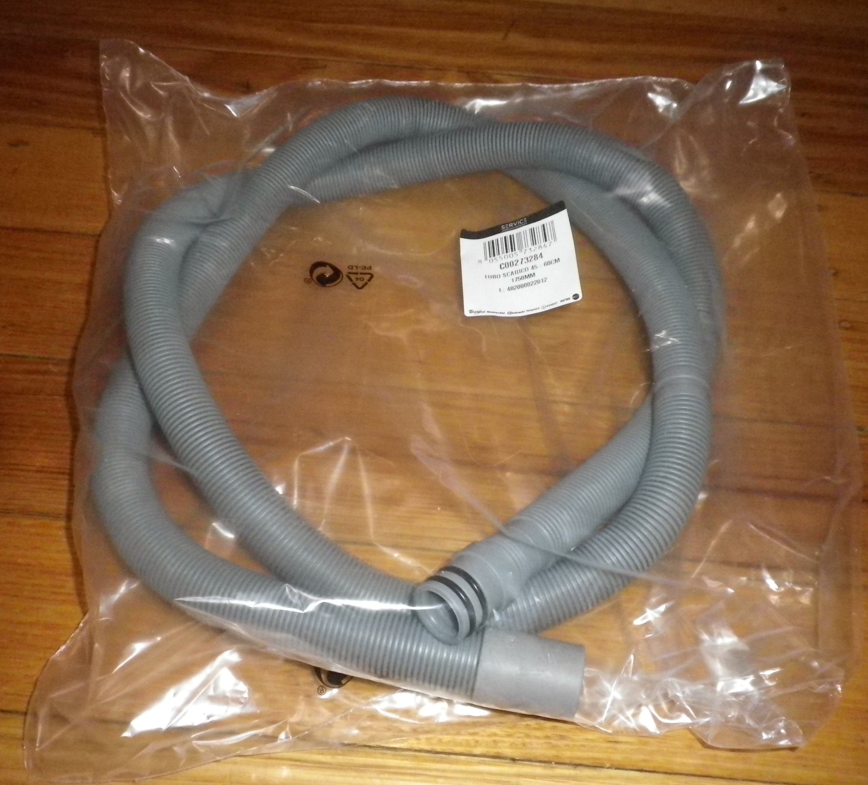 High - Quality Drain Hose for Ariston, Indesit, and Whirlpool Dishwashers - Genuine Parts # C00273284, A273284