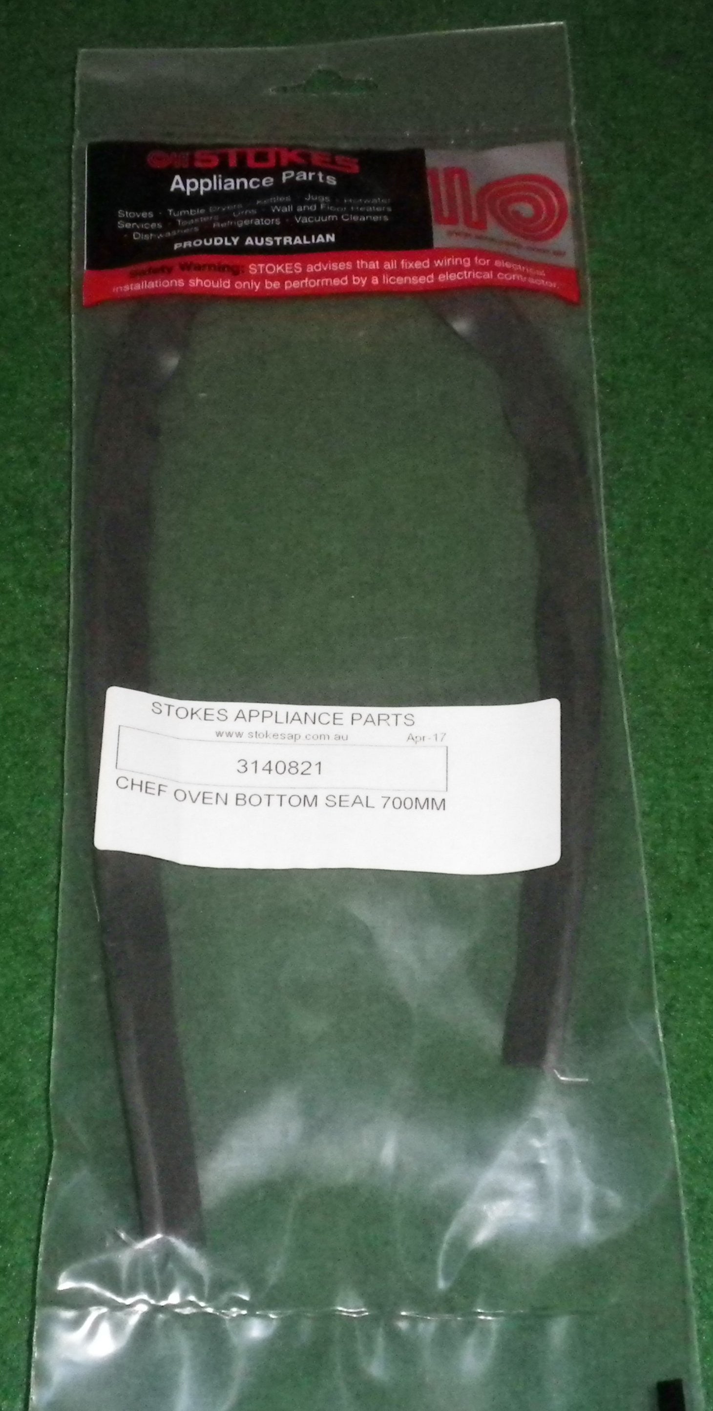 53cm Chef Bottom Single - Side Oven Door Seal for 700mm Ovens, Part No. 3140821