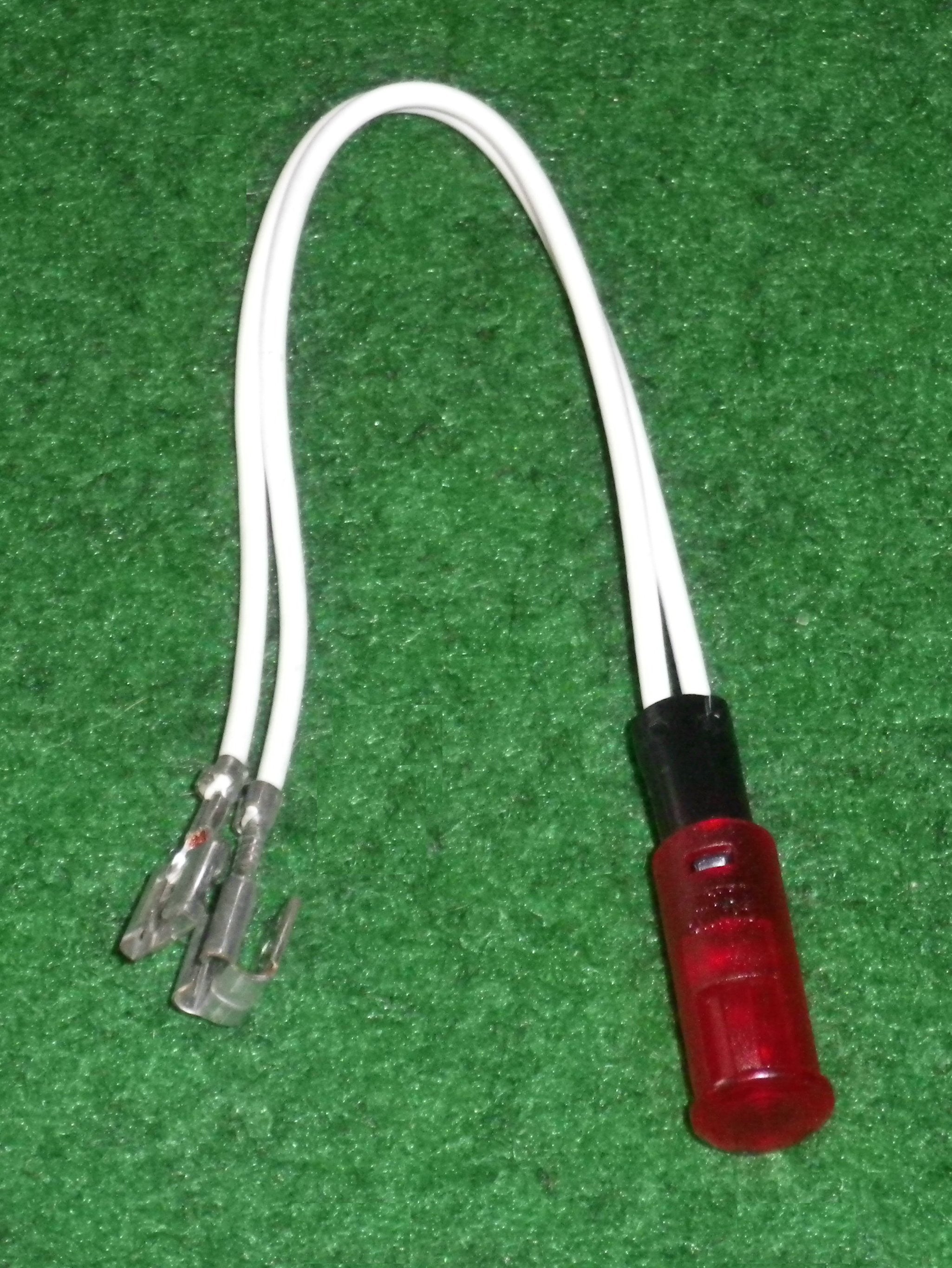 240VAC Chef 10mm Round Red Neon Indicator Light with 150mm Wires - Part # 35745