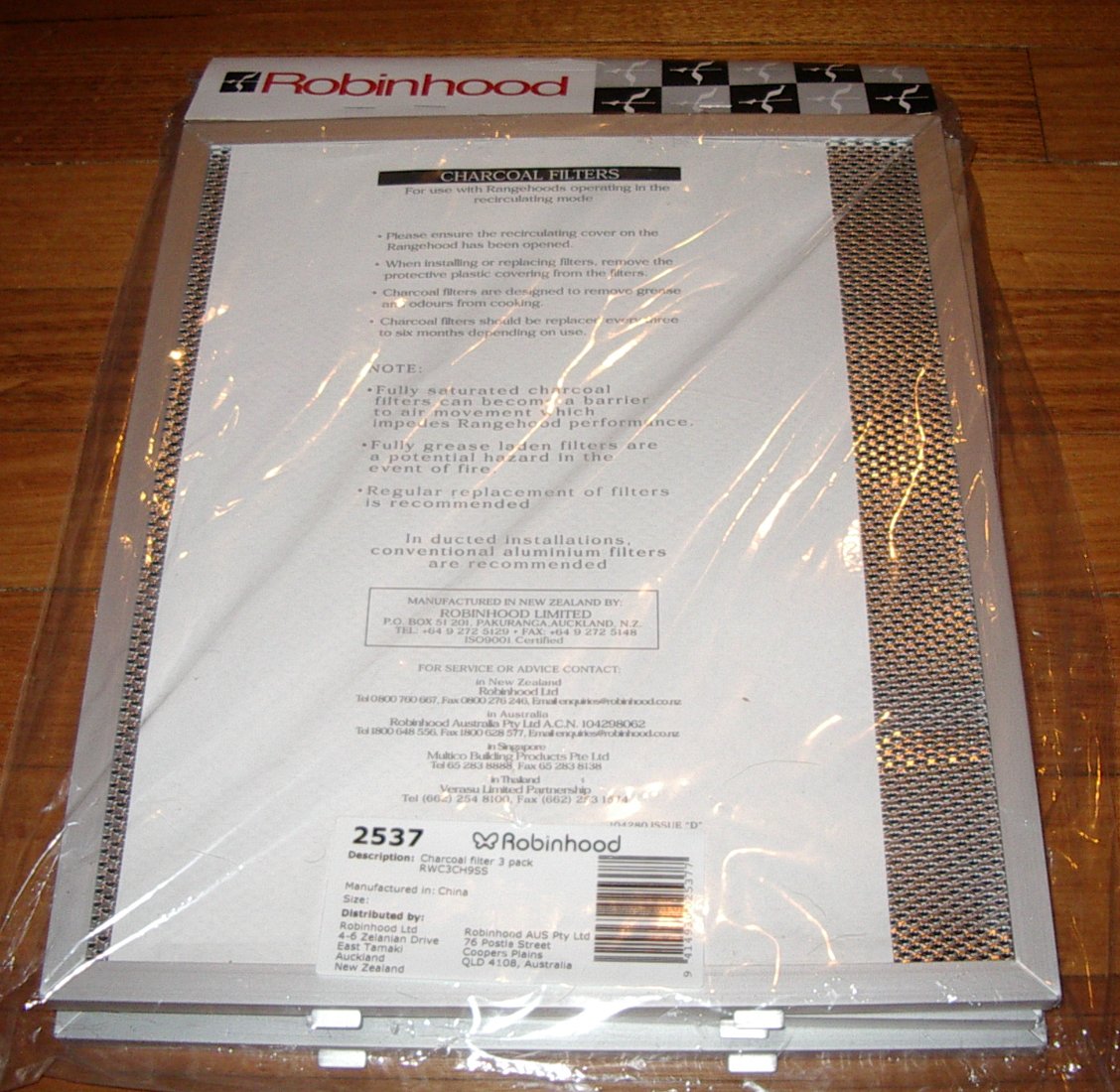 Robinhood RWH3CH9SS Range Hood Activated Carbon Filter Pack of 3 - Replacement Part # 2537