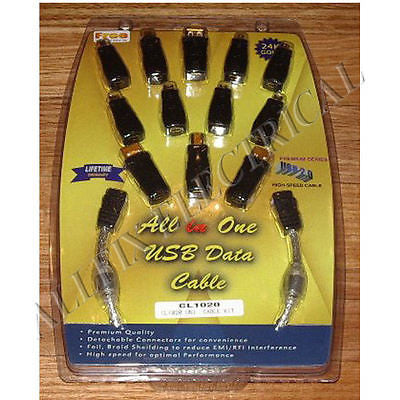 High - Conductivity Universal USB Cable Kit with 12 Adaptors - Part # CL1020