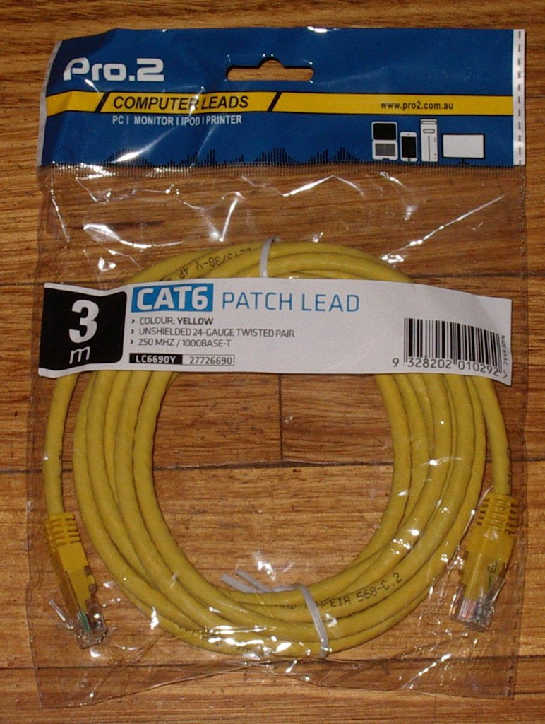 3-Metre Yellow CAT6 RJ45 to RJ45 Network Computer Cable - Part # LC6690Y
