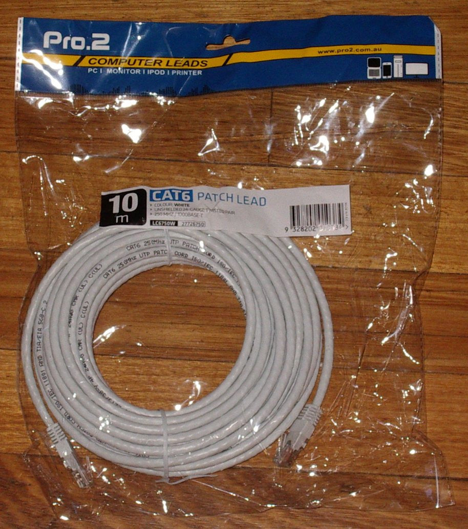 10-Metre White CAT6 RJ45 to RJ45 Network Computer Cable - Part # LC6750W
