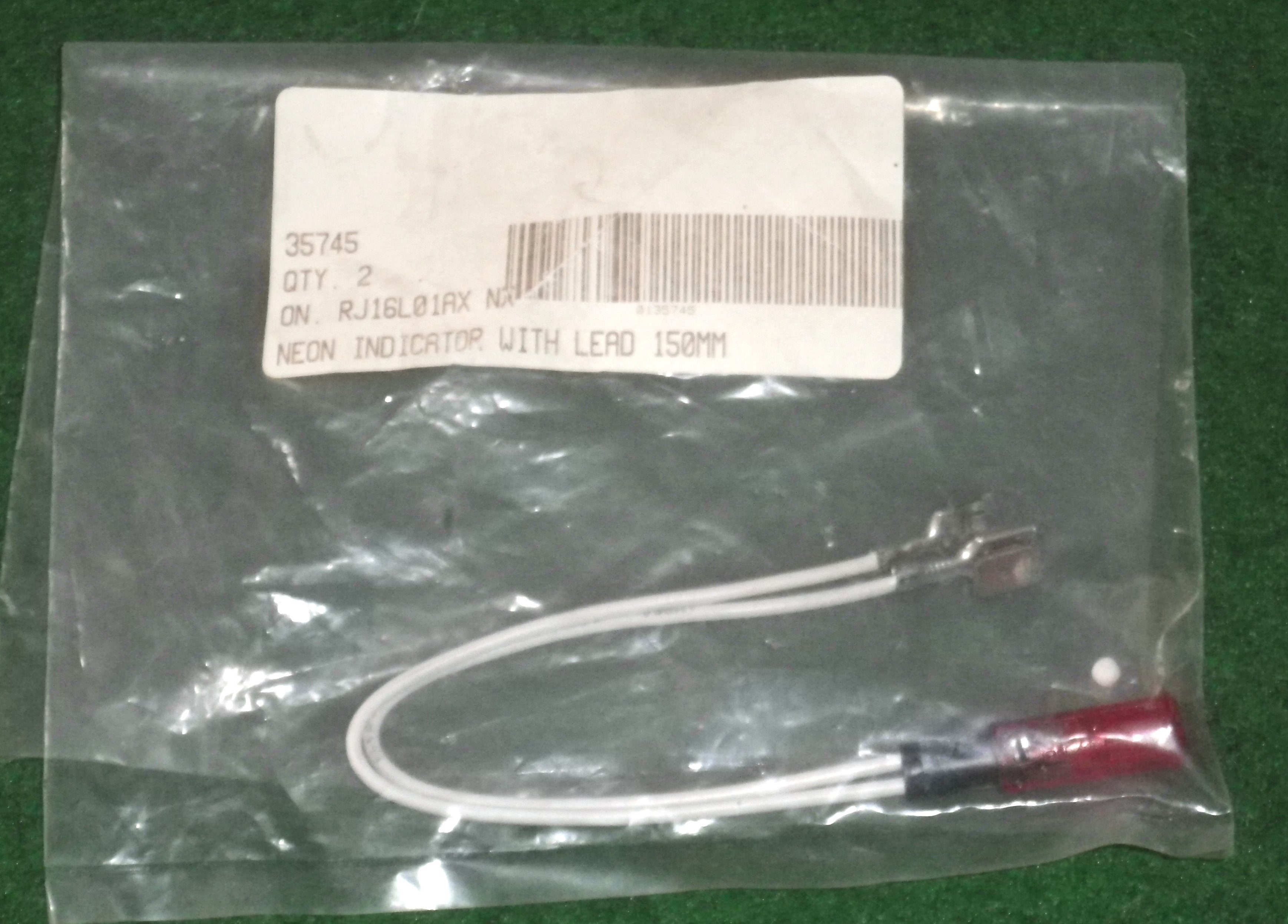 240VAC Chef 10mm Round Red Neon Indicator Light with 150mm Wires - Part # 35745