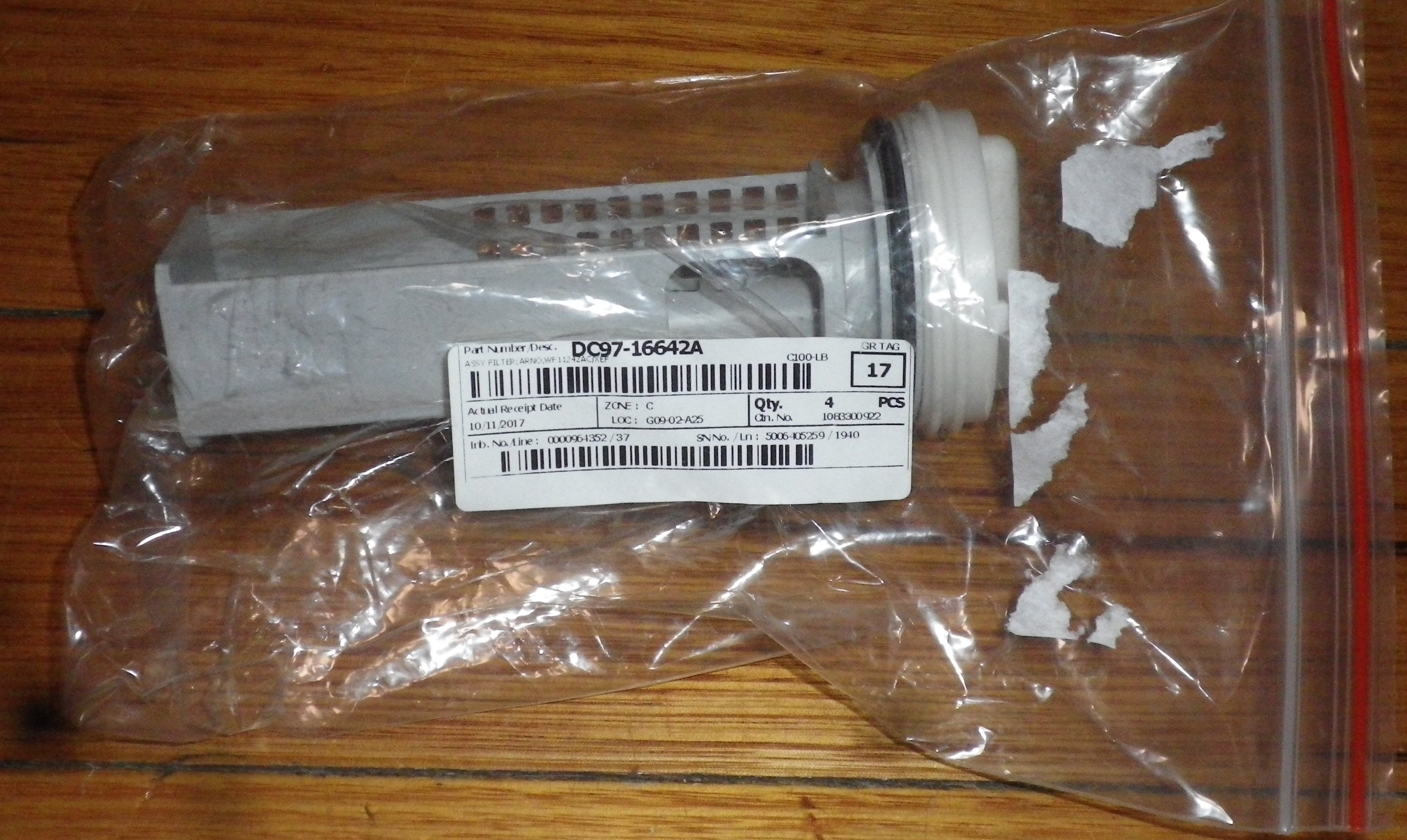 Samsung Washing Machine Pump Lint Filter Trap Insert Button - Genuine Part # DC97 - 16642A