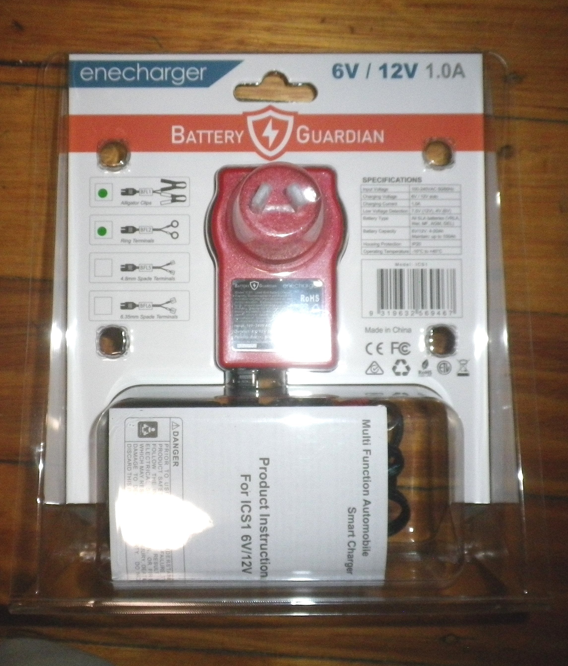 Fast 6/12Volt DC 1Amp Automatic Battery Charger for SLA, GEL, VRLA - Part # ICS1