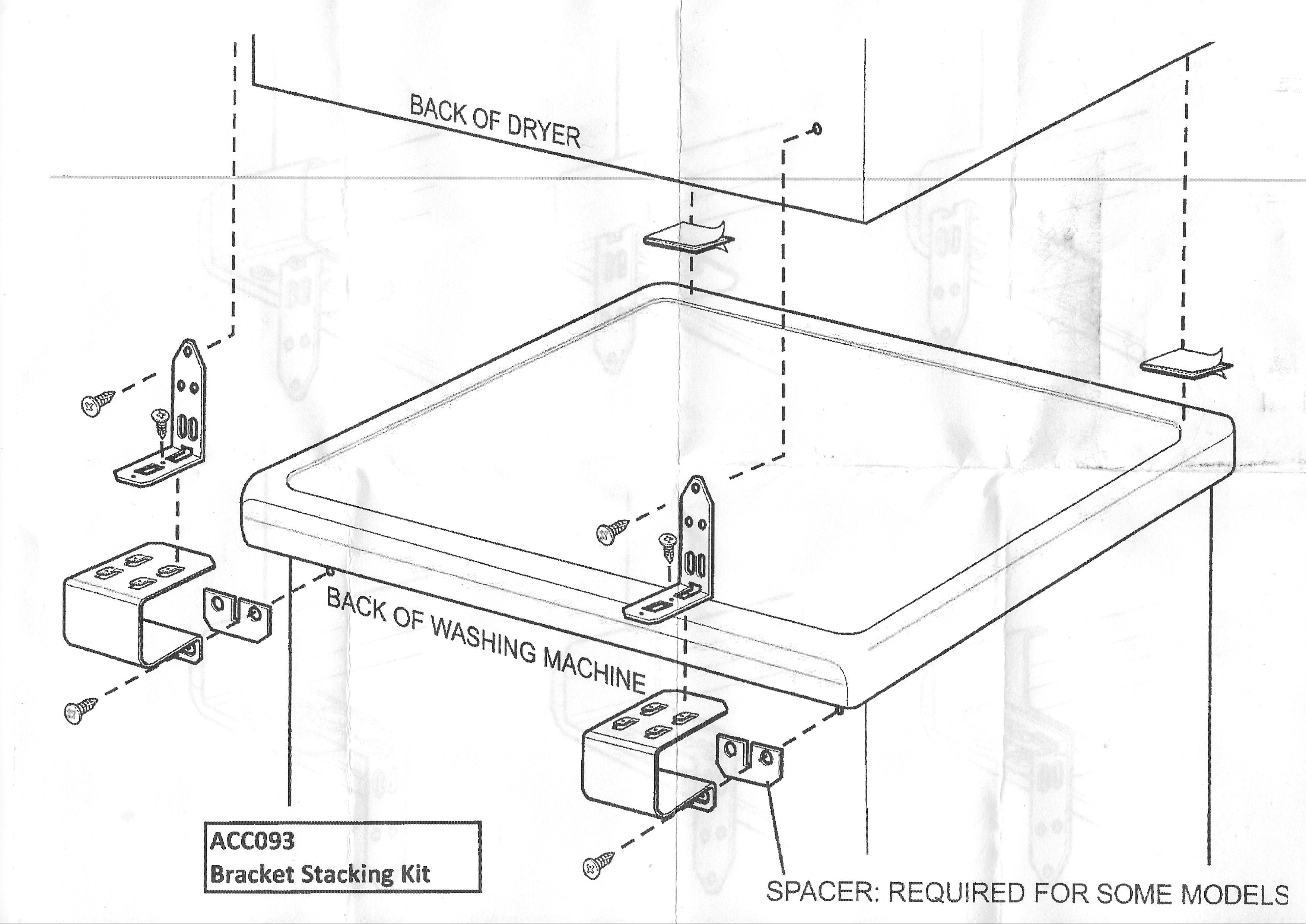 Universal Stacking Kit for Latest Electrolux, Simpson Dryers - Part # ACC093
