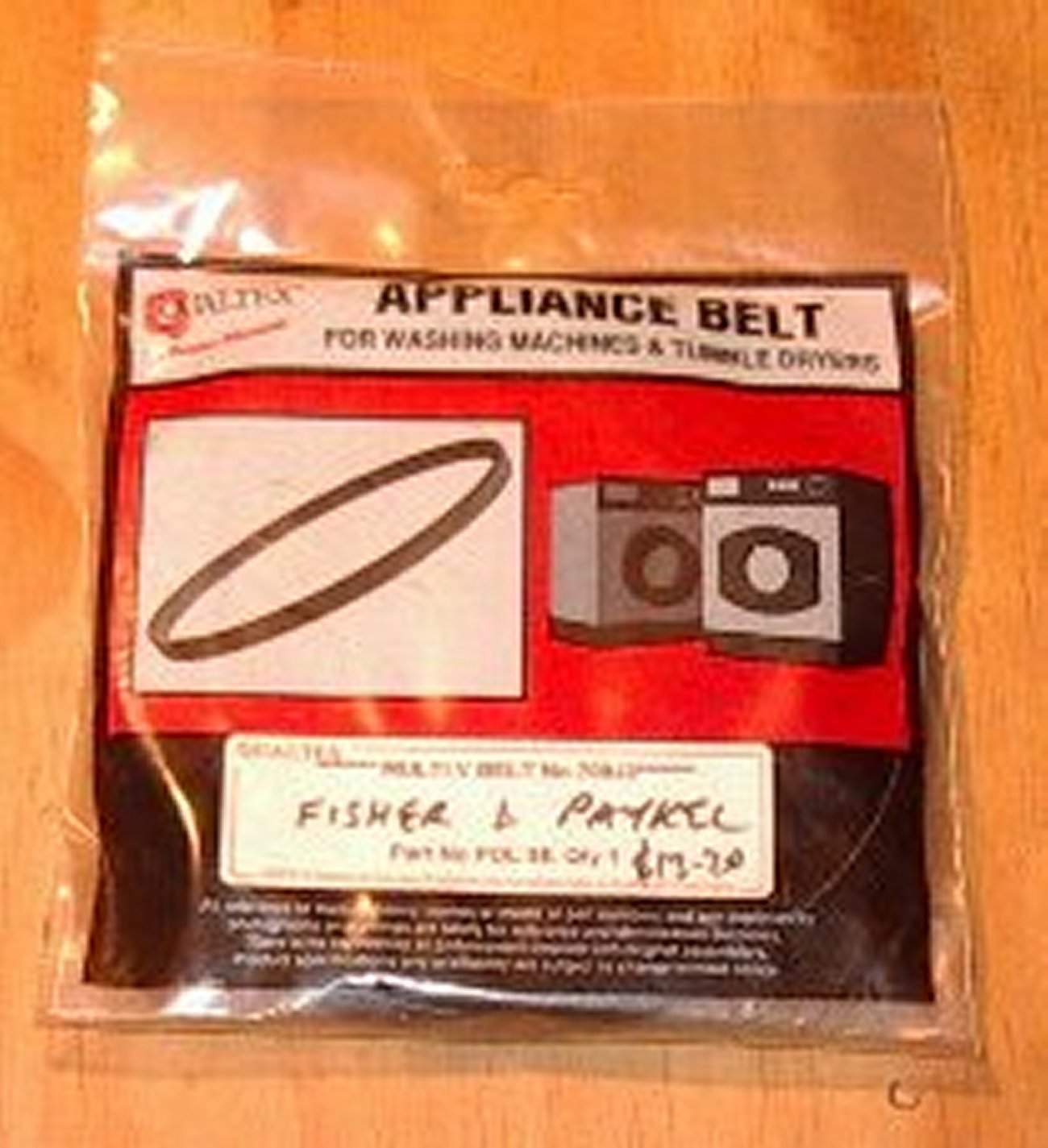 Fisher & Paykel Multi-V Drum Belt for ED50, DE45 Series Dryers - Replacement Part # POL58, B043, 3PJ1800