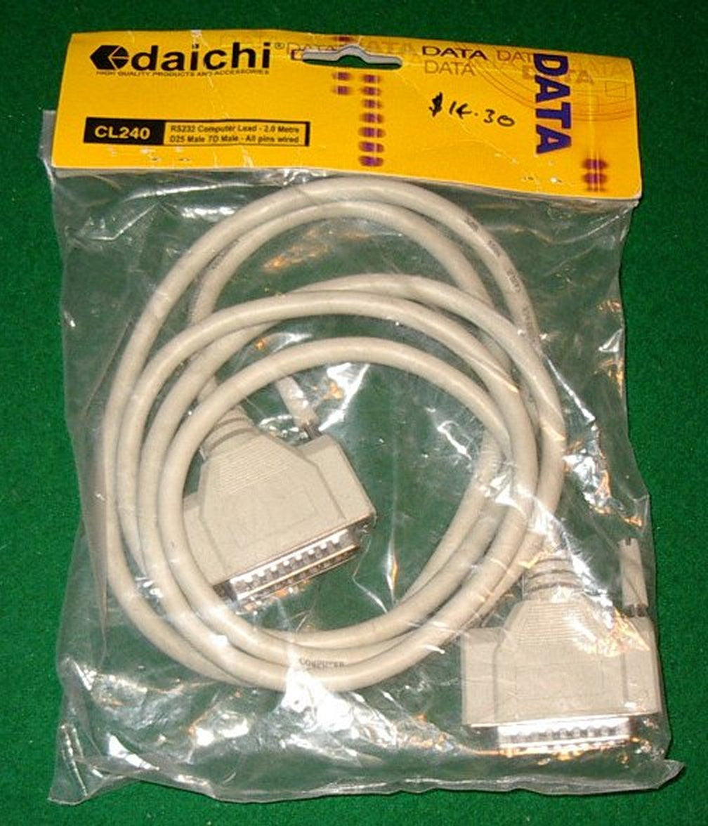 1.8 Meter Computer Serial Cable - Male DB25 to Male DB25 Connector - Part Number CL240