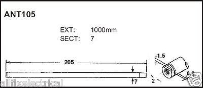 7-Section 990mm Long Telescopic Antenna - Ideal Replacement Part ANT105