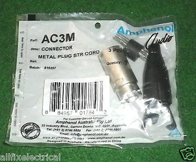 High - Quality Amphenol Professional 3 - Pin Male XLR Audio Connector - Part Number AC3M