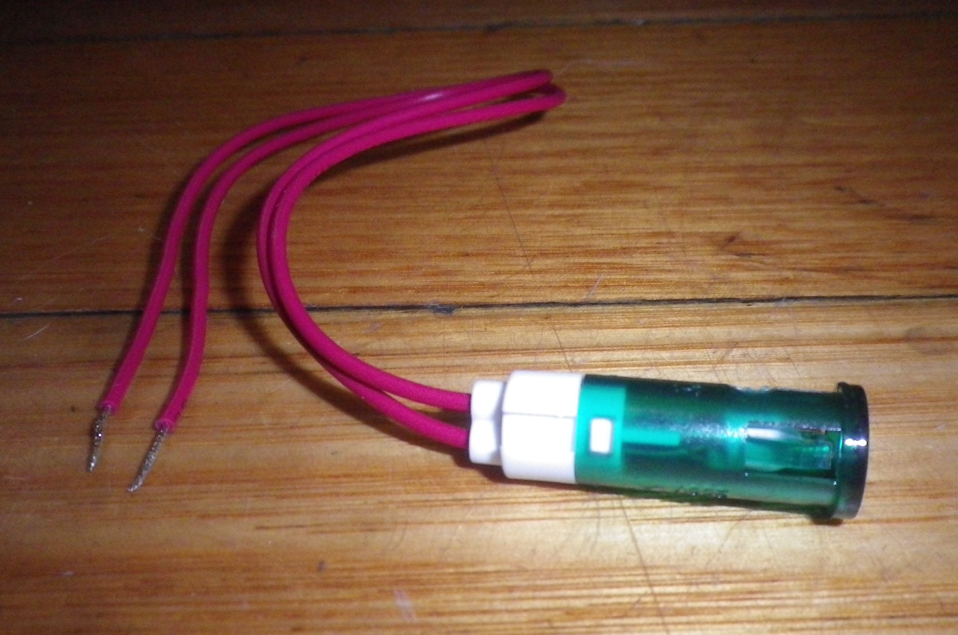 10mm Universal Round Green Neon Indicator Light with Wires - Model A29G