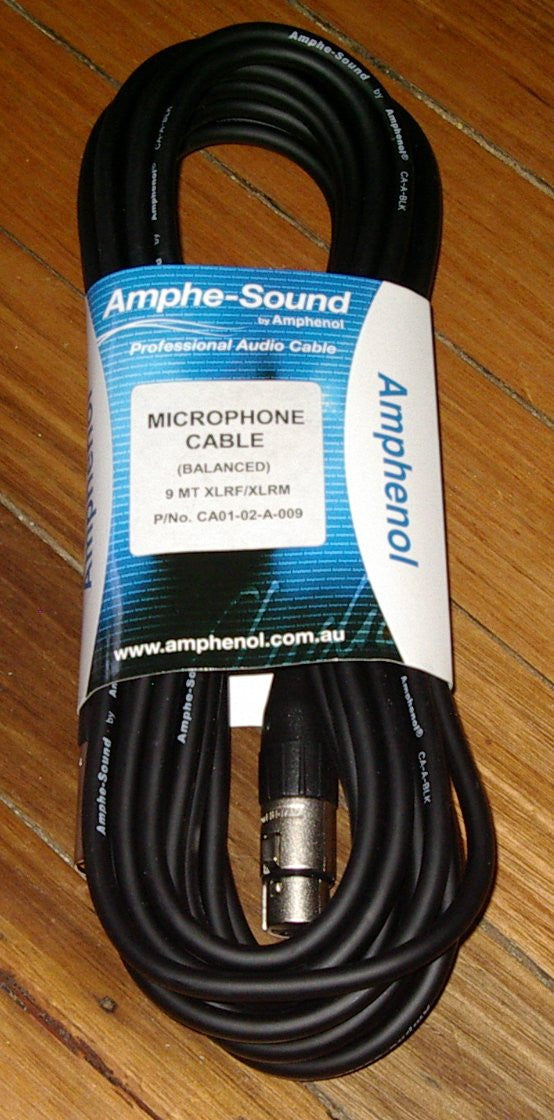 Amphenol 9-Meter Professional XLR Male to Female Microphone Cable - Part # LA7099