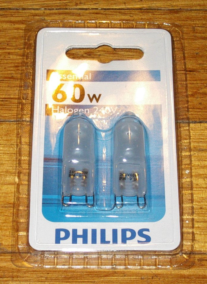 2-Pack 60W 240V Frosted Halogen Wedge Globe with G9 Base - Part #822052
